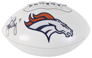 #7 John Elway! The best player in team history deserves a spot in your Broncos man cave. Get this ball in a case to protect it!