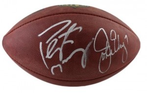 Does it get any cooler than this? John Elway & Peyton Manning Autographed Footballs are top selling items that hold their value and present perfectly in a Denver Broncos collectible collection.